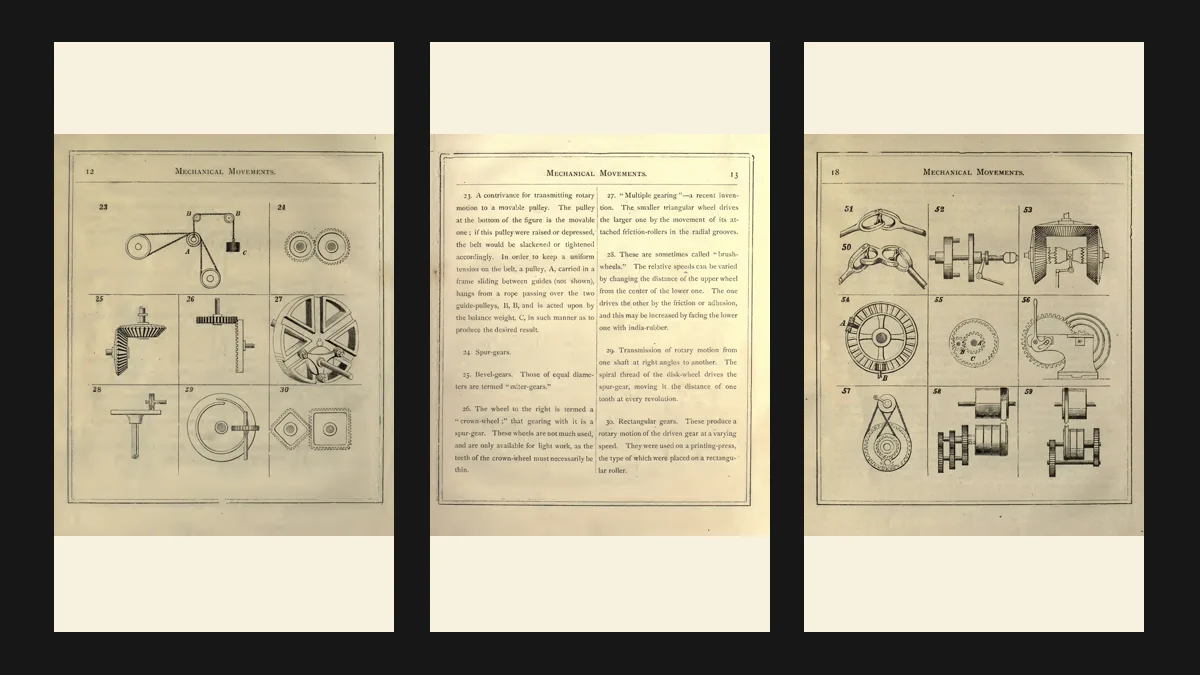 Three public-domain pages of mechanical drawings from Henry T. Brown’s 1908 reference book.